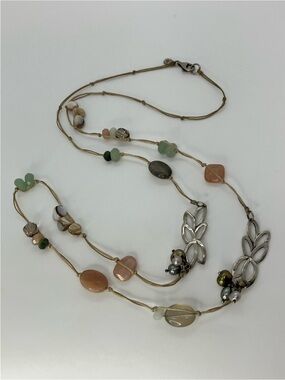 Silpada N2329 Sterling Silver Mixed Gemstone Leaf Long Necklace